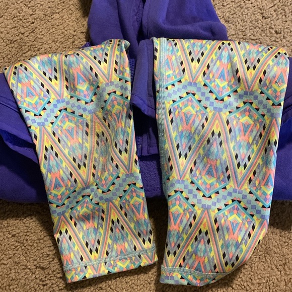 Ivivva set yoga pants jacket zip up hooded purple green outfit girls 7 - Picture 8 of 8